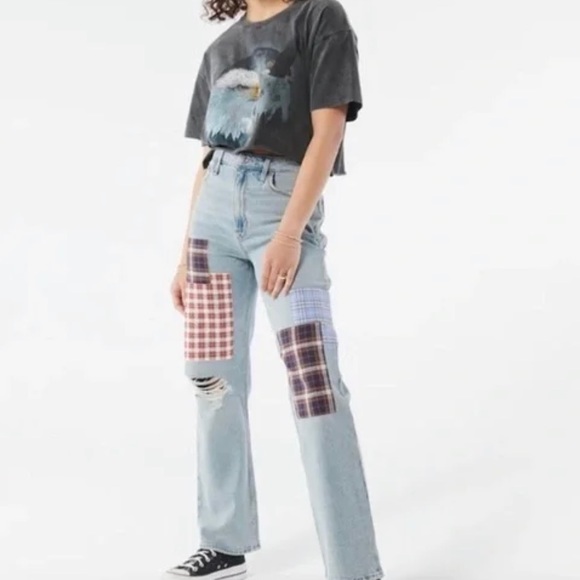 HOLLISTER ULTRA HIGH RISE DAD JEANS distressed torn ripped vintage stretch denim - Picture 5 of 14